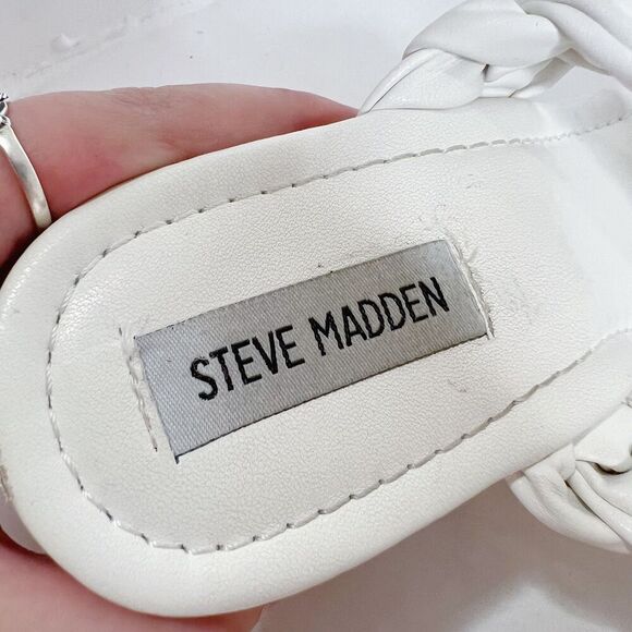 Steve Madden Fauna White Leather Braided Wedges Platform Sandals Size 10 - Picture 3 of 7